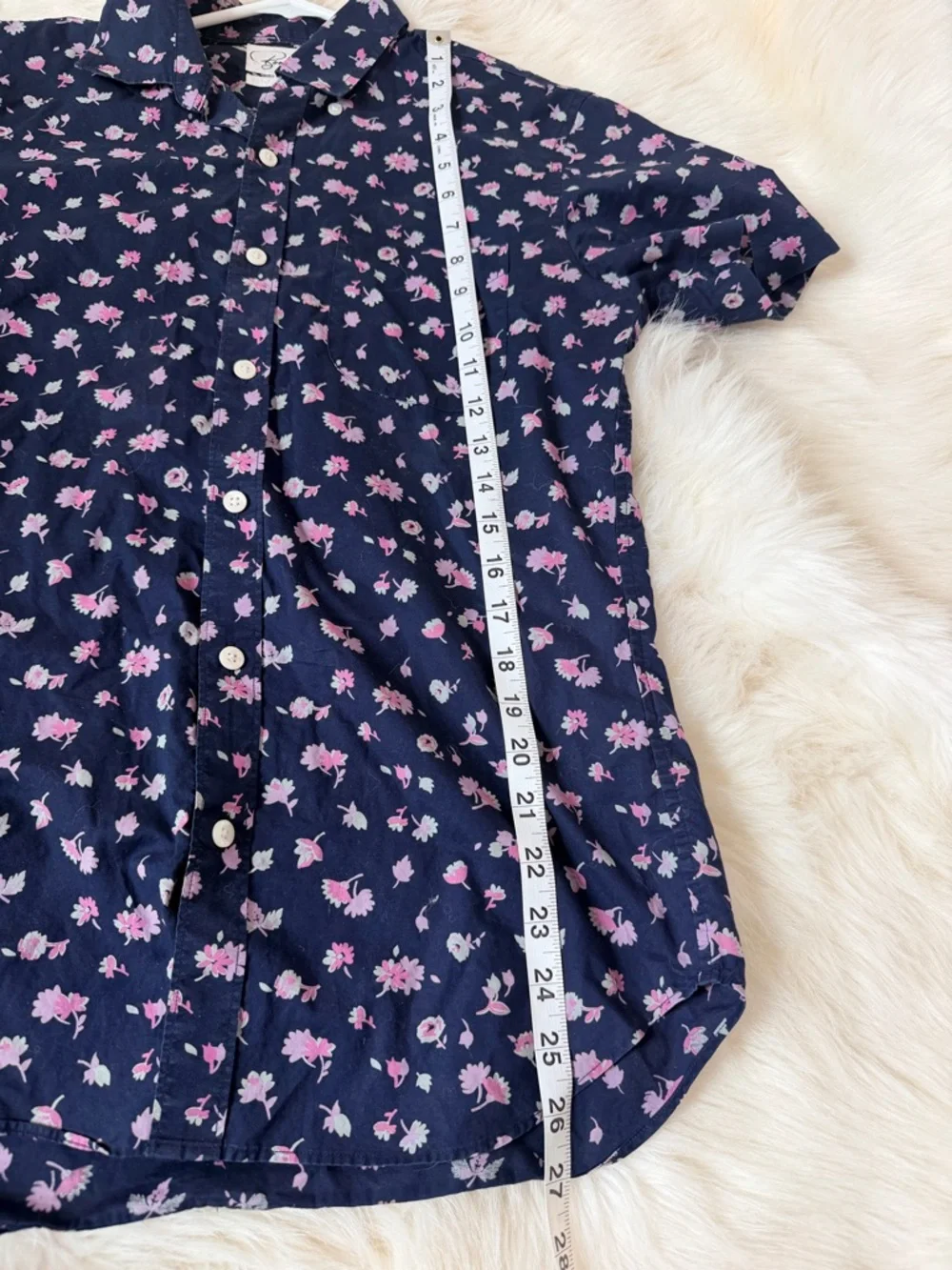Bonobos Riviera Tailored Fit Floral Short Sleeve Shirt Navy Pink Small Short - Picture 8 of 9